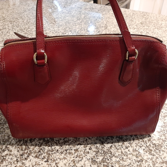 Red Patent Coach Satchel - Picture 2 of 6